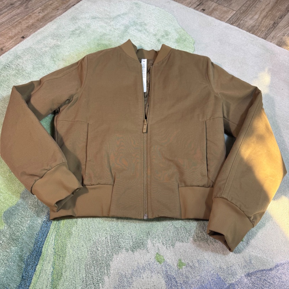 Lululemon Non-Stop Bomber Jacket Brown Reversible Quilted LW4BSQS Size 4